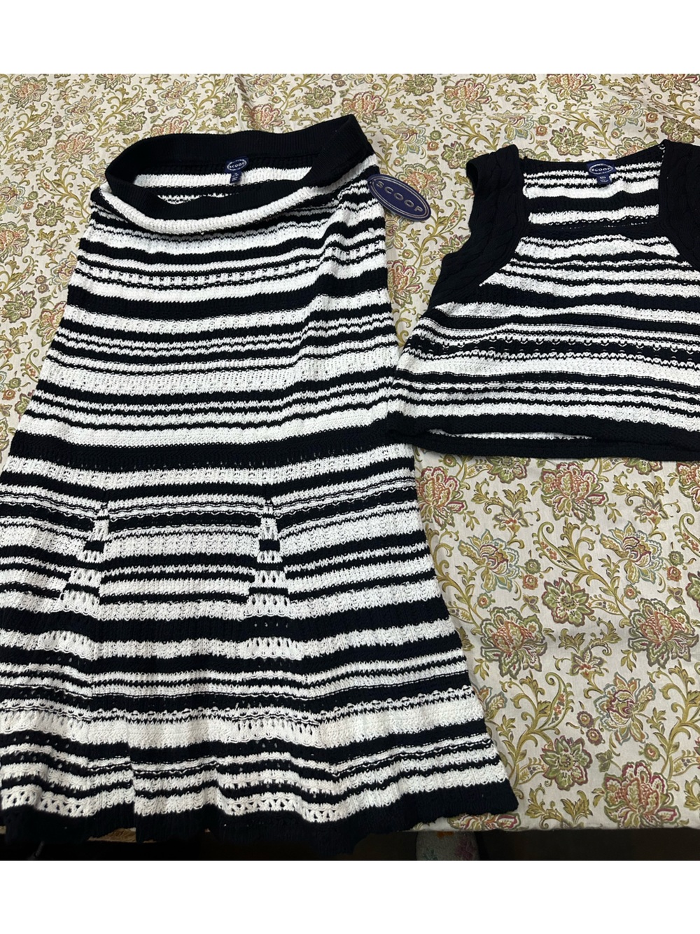 Black & White Striped Knit Skirt Set by Croft & Barrow